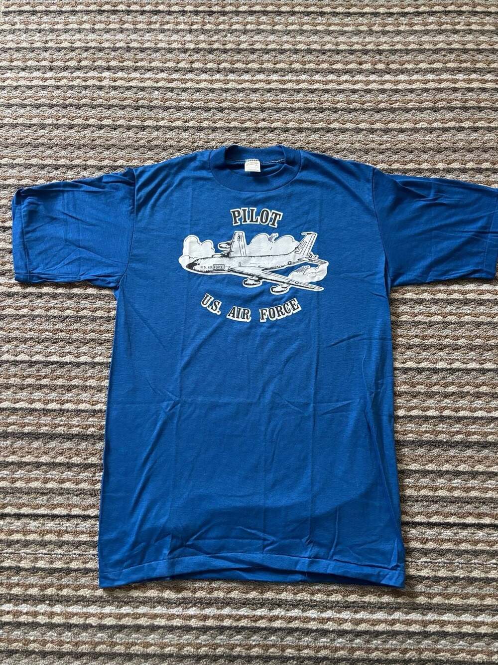 Sportswear US Air Force Pilot Graphic T-Shirt Size L Blue Made in USA